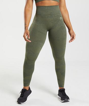 Legginsy Damskie Gymshark Adapt Camo Seamless Oliwkowe Oliwkowe | PL 2276PJJ